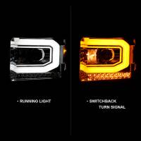 ANZO Headlights, Tail Lights and More  - ANZO 2014-2015 Gmc Sierra 1500 Projector Headlight Plank Style Chrome w/ Switchback (Halogen Type) - Image 2