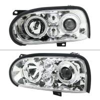 Spec'D Tuning Products - Spec-D 1993-1998 Volkswagen Golf Mk3/Cabrio Dual Halo Projector Headlights (Chrome Housing/Clear Lens) - Image 4