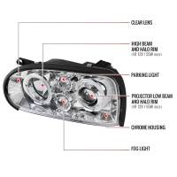 Spec'D Tuning Products - Spec-D 1993-1998 Volkswagen Golf Mk3/Cabrio Dual Halo Projector Headlights (Chrome Housing/Clear Lens) - Image 6