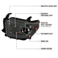 Spec'D Tuning Products - Spec-D 2014-2021 Toyota Tundra LED C-Bar Projector Headlights w/ Sequential Arrow Turn Signals (Chrome Housing/Smoke Lens) - Image 6