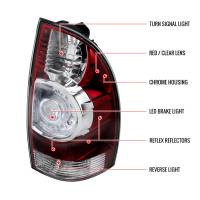 Spec'D Tuning Products - Spec-D 2005-2015 Toyota Tacoma LED Tail Lights (Chrome Housing/Red Clear Lens) - Image 7
