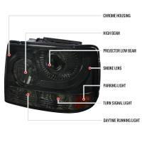 Spec'D Tuning Products - Spec-D 1999-2002 Chevrolet Silverado 1500 2500/ 2000-2006 Tahoe Suburban 1PC Projector Headlights w/ Bumper Lights (Chrome Housing/Smoke Lens) - Image 6