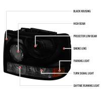 Spec'D Tuning Products - Spec-D 1999-2002 Chevrolet Silverado 1500 2500/ 2000-2006 Tahoe Suburban 1PC Projector Headlights w/ Bumper Lights (Black Housing/Smoke Lens) - Image 6