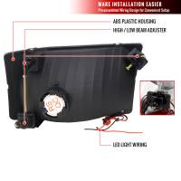 Spec'D Tuning Products - Spec-D 1999-2004 Ford F-250/F-350/F-450/F-550/Excursion Factory style Headlights w/ SMD LED Light Strip (Matte Black Housing/Clear Lens) - Image 6