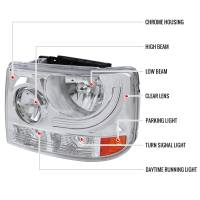 Spec'D Tuning Products - Spec-D 1999-2002 Chevrolet Silverado 1500 2500/ 2000-2006 Tahoe Suburban 1PC Factory Style Headlights w/ Bumper Lights (Chrome Housing/Clear Lens) - Image 6