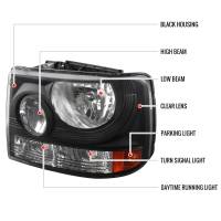 Spec'D Tuning Products - Spec-D 1999-2002 Chevrolet Silverado 1500 2500/ 2000-2006 Tahoe Suburban 1PC Factory Style Headlights w/ Bumper Lights (Matte Black Housing/Clear Lens) - Image 6