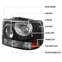 Spec'D Tuning Products - Spec-D 1999-2002 Chevrolet Silverado 1500 2500/ 2000-2006 Tahoe Suburban 1PC Factory Style Headlights w/ SMD LED Light Strip & Bumper Lights (Matte Black Housing/Clear Lens) - Image 6