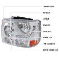 Spec'D Tuning Products - Spec-D 1999-2002 Chevrolet Silverado 1500 2500/ 2000-2006 Tahoe Suburban 1PC Factory Style Headlights w/ SMD LED Light Strip & Bumper Lights (Chrome Housing/Clear Lens) - Image 6