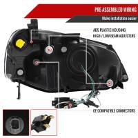Spec'D Tuning Products - Spec-D 2001-2003 Honda Civic Projector Headlights w/ H1 Bulbs (Matte Black Housing/Clear Lens) - Image 5