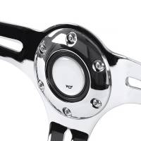 Spec'D Tuning Products - Spec-D 340mm Chrome 3-Spoke 1.75" Deep Dish Classic Wooden Steering Wheel - Image 1