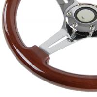 Spec'D Tuning Products - Spec-D 340mm Chrome 3-Spoke 1.75" Deep Dish Classic Wooden Steering Wheel - Image 2