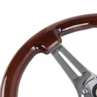 Spec'D Tuning Products - Spec-D 340mm Chrome 3-Spoke 1.75" Deep Dish Classic Wooden Steering Wheel - Image 4