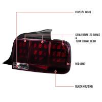 Spec'D Tuning Products - Spec-D 2005-2009 Ford Mustang Sequential LED Tail Lights (Chrome Housing/Red Smoke Lens) - Image 7