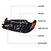 Spec'D Tuning Products - Spec-D 1993-1997 Toyota Corolla Factory Style Headlights & Corner Lights Pair w/ Bulbs (Matte Black Housing/Clear Lens) - Image 3