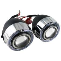 Spec'D Tuning Products - Spec-D Universal 12V/55W H7 Projector Fog Lights Kit w/ RGB LED Halo Rim (Chrome Housing/Clear Lens) - Image 3