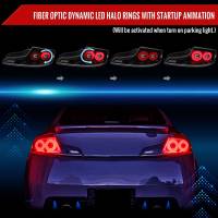 Spec'D Tuning Products - Spec-D 2003-2007 Infiniti G35 Coupe Red LED Halo Sequential Signal Tail Lights (Glossy Black Housing/Clear Lens) - Image 1