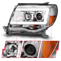 ANZO Headlights, Tail Lights and More  - ANZO 2005-2011 Toyota Tacoma Projector Headlights w/ Light Bar Chrome Housing - Image 2