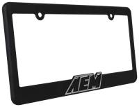 AEM Induction - AEM License Plate Frame - Black w/ White Lettering - Image 2