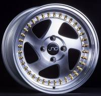 JNC Wheels Rim JNC034 Silver Machined Face Gold Rivets 18x9.5 5x114.3 ET30