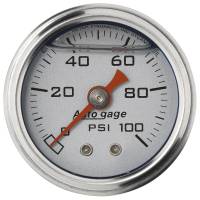 AutoMeter AutoGage 1.5in Liquid Filled Mechanical 0-100 PSI Fuel Pressure Gauge - Silver