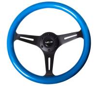 NRG Innovations - NRG Innovations Classic Wood Grain Steering Wheel (350mm) Blue Pearl/Flake Paint w/Black 3-Spoke Center - Image 1