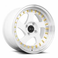 Vors Wheels Rim VR2 15x8 4x100 ET20 73.1CB White Machine Lip Gold Rivet