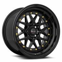 Vors Wheels Rim VR7 15x8 4x108 ET0 73.1CB All Black Gold Rivet