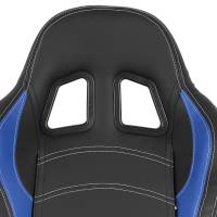 Spec'D Tuning Products - Spec-D Fully Reclinable Black & Blue PVC Leather Bucket Racing Seat w/ Sliders - Driver Side Only - Image 1