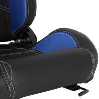 Spec'D Tuning Products - Spec-D Fully Reclinable Black & Blue PVC Leather Bucket Racing Seat w/ Sliders - Driver Side Only - Image 3