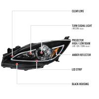 Spec'D Tuning Products - Spec-D 2010-2013 Mazda 3 Projector Headlights w/ LED Light Strip (Matte Black Housing/Clear Lens) - Image 6