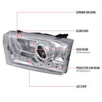 Spec'D Tuning Products - Spec-D 1999-2004 Ford F-250/F-350/F-450/F-550/Excursion Projector Headlights w/ SMD LED Light Strip (Chrome Housing/Clear Lens) - Image 7