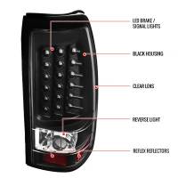 Spec'D Tuning Products - Spec-D 1999-2002 Chevrolet Silverado/ 1999-2006 GMC Sierra V2 LED Tail Lights (Matte Black Housing/Clear Lens) - Image 4