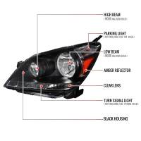 Spec'D Tuning Products - Spec-D 2005-2007 Honda Odyssey Factory Style Crystal Headlights w/ 9006 Bulbs (Matte Black Housing/Clear Lens) - Image 6