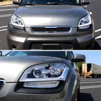 Spec'D Tuning Products - Spec-D 2010-2011 Kia Soul Projector Headlights w/ LED Light Bar & LED Turn Signal Lights (Chrome Housing/Clear Lens) - Image 8
