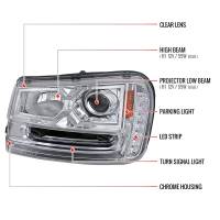 Spec'D Tuning Products - Spec-D 2002-2009 Chevrolet Trailblazer Projector Headlights w/ LED Light Strip (Chrome Housing/Clear Lens) - Image 6