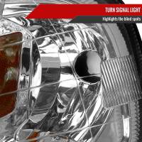 Spec'D Tuning Products - Spec-D 1999-2000 Honda Civic Crystal Headlights w/ Amber Reflector (Chrome Housing/Clear Lens) - Image 2