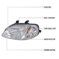 Spec'D Tuning Products - Spec-D 1999-2000 Honda Civic Crystal Headlights w/ Amber Reflector (Chrome Housing/Clear Lens) - Image 6