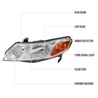 Spec'D Tuning Products - Spec-D 2006-2011 Honda Civic Sedan Factory Style Headlights (Chrome Housing/Clear Lens) - Image 6