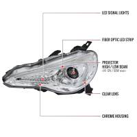 Spec'D Tuning Products - Spec-D 2012-2017 Scion FRS/ Toyota 86 Projector Headlights w/ LED Strip & Turn Signal Lights (Chrome Housing/Clear Lens) - Image 6