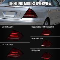 Spec'D Tuning Products - Spec-D 2001-2004 Mercedes Benz W203 C-Class Sequential Turn Signal LED Tail Lights (Chrome Housing/Red Lens) - Image 8