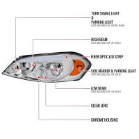 Spec'D Tuning Products - Spec-D 2006-2013 Chevrolet Impala/2006-2007 Monte Carlo/2014-2016 Impala Limited Factory Style Headlights w/ LED Strip (Chrome Housing/Clear Lens) - Image 6