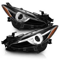 ANZO Headlights, Tail Lights and More  - ANZO Projector Headlights With Halo Black w/Amber 14-17 Mazda 3 - Image 2