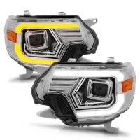 ANZO Headlights, Tail Lights and More  - ANZO 12-15 Toyota Tacoma Projector Headlights - w/ Light Bar Switchback Chrome Housing - Image 2
