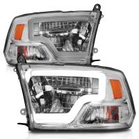 ANZO Headlights, Tail Lights and More  - ANZO 2009-2020 Dodge Ram 1500 Full LED Square Projector Headlights w/ Chrome Housing Chrome Amber - Image 2
