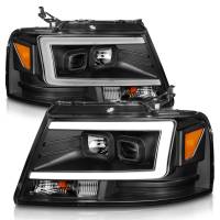 ANZO Headlights, Tail Lights and More  - ANZO 2004-2008 Ford  F-150 Projector Headlights w/ Light Bar Black Housing - Image 2