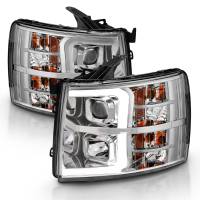 ANZO Headlights, Tail Lights and More  - ANZO 2007-2013 Chevy Silverado 1500 Projector Plank Style Chrome Amber - Image 2