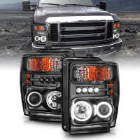 ANZO Headlights, Tail Lights and More  - ANZO 2008-2010 Ford F-250 Projector Headlights w/ Halo Black (CCFL) - Image 2