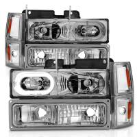 ANZO 88-98 Chevrolet C1500 Crystal Headlights Chrome Housing w/ Signal and Side Marker Lights - Image 2