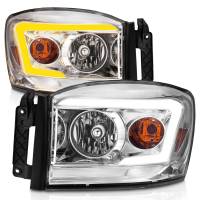 ANZO Headlights, Tail Lights and More  - Anzo 06-09 Dodge RAM 1500/2500/3500 Headlights Chrome Housing/Clear Lens (w/Switchback Light Bars) - Image 2
