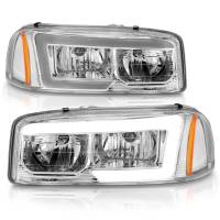 Anzo 99-17 GMC Sierra/Denali Headlights Chrome Amber (w/C Light Bars) - Image 2